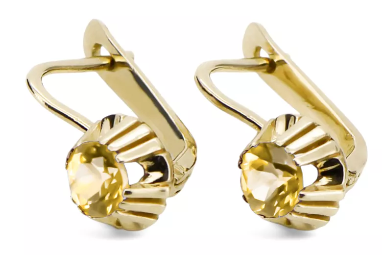 Pendientes Peridoto amarillo Oro amarillo de 14 quilates Estilo vintage vec027y